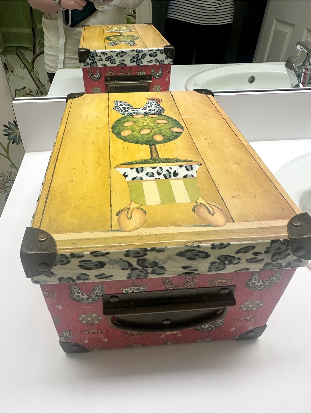 Decorative Storage Box in Yellow & Red